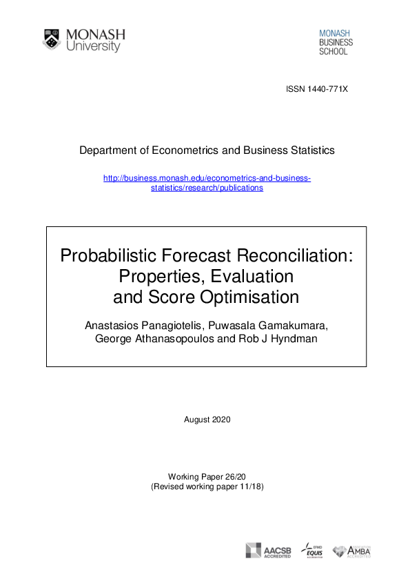 (PDF) Probabilistic forecast reconciliation: Properties, evaluation and ...