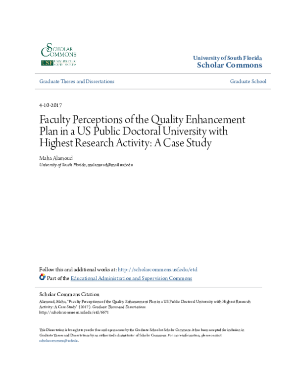 (PDF) Faculty Perceptions of the Quality Enhancement Plan in a US ...