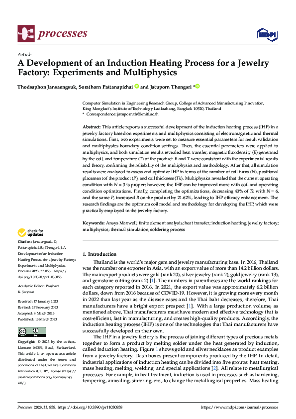 (PDF) A Development of an Induction Heating Process for a Jewelry ...