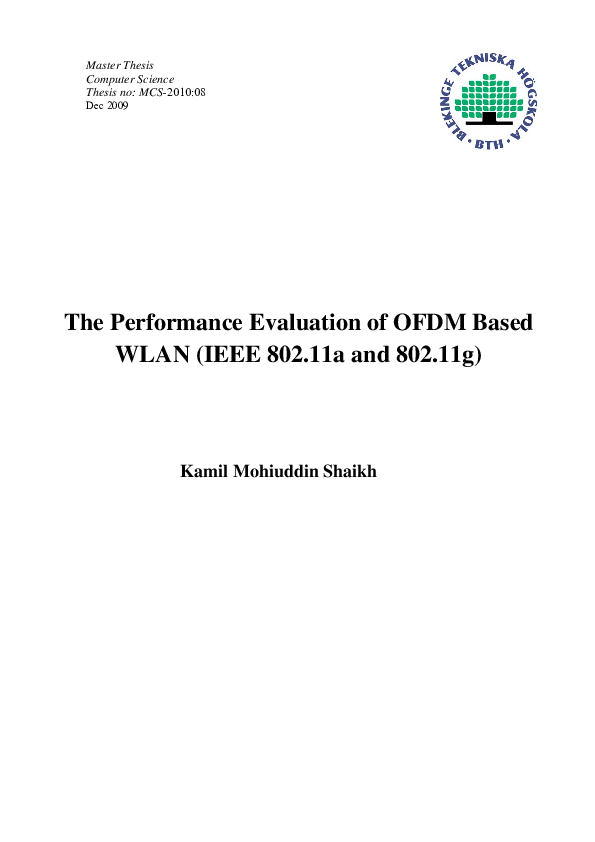 (PDF) The Performance Evaluation of OFDM Based WLAN (IEEE 802.11 a and ...