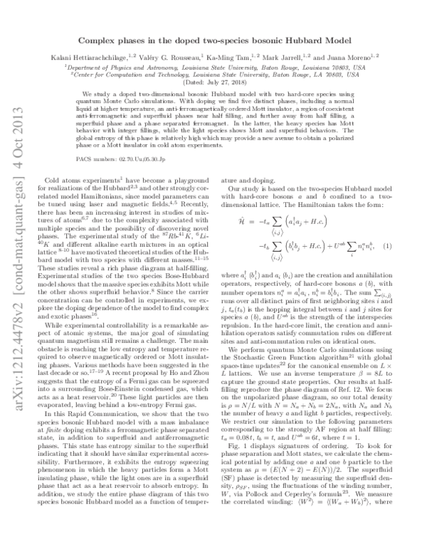 (PDF) Complex phases in the doped two-species bosonic Hubbard model