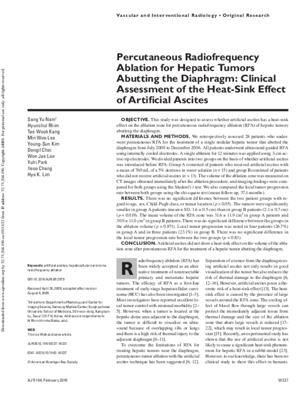 (PDF) Percutaneous Radiofrequency Ablation for Hepatic Tumors Abutting