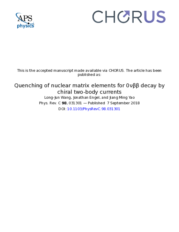 (PDF) Quenching of nuclear matrix elements for 0νββ decay by chiral two ...
