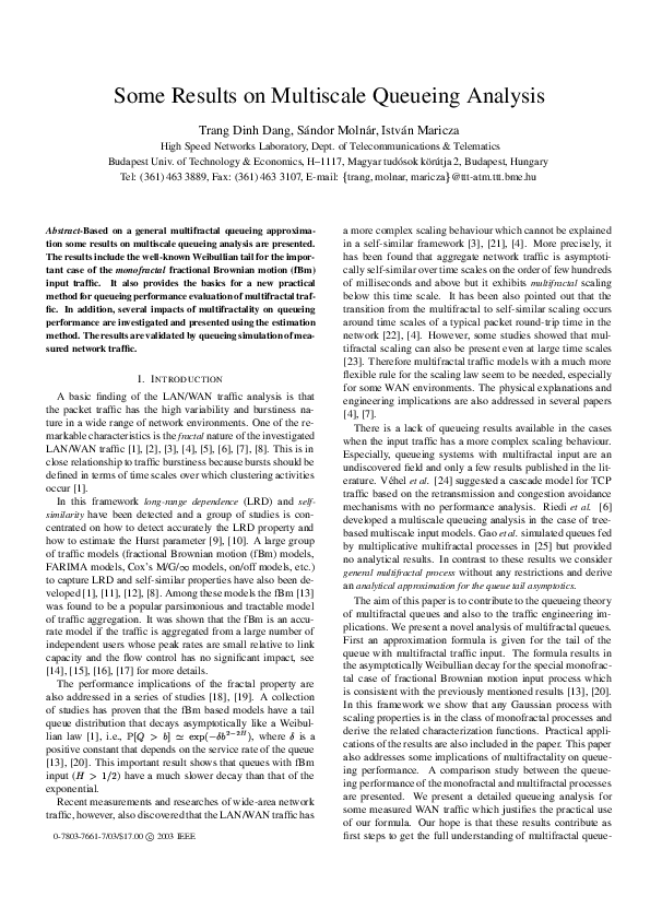 (PDF) Some results on multiscale queueing analysis