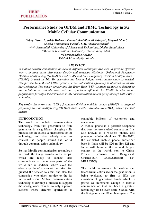 (PDF) Performance Study on OFDM and FBMC Technology in 5G Mobile ...