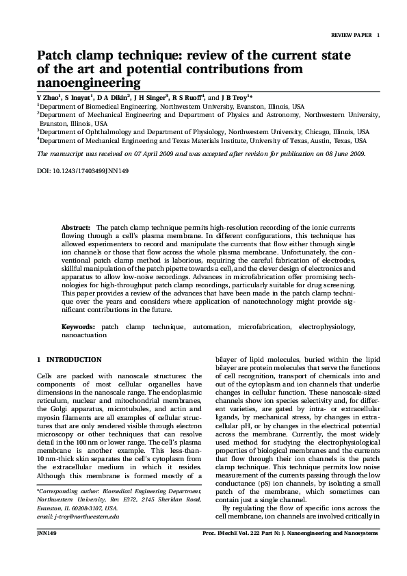 (PDF) Patch clamp technique: Review of the current state of the art and ...