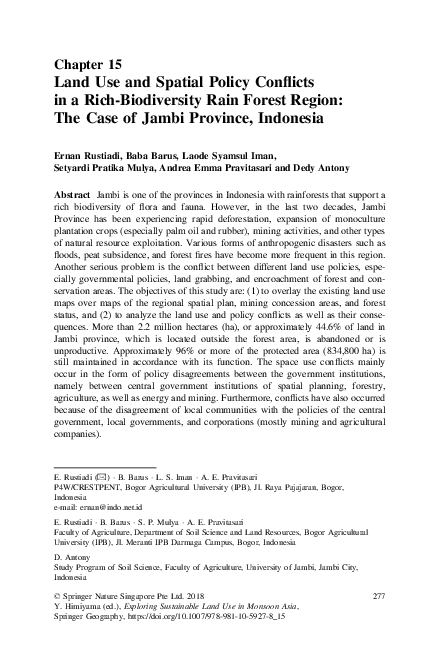(PDF) Land Use and Spatial Policy Conflicts in a Rich-Biodiversity Rain ...