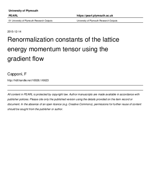 (PDF) Renormalization constants of the lattice energy momentum tensor ...