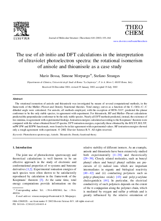 (PDF) The use of ab initio and DFT calculations in the interpretation ...