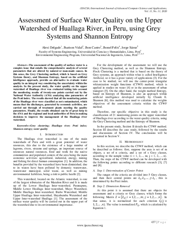 (PDF) Assessment of Surface Water Quality on the Upper Watershed of ...