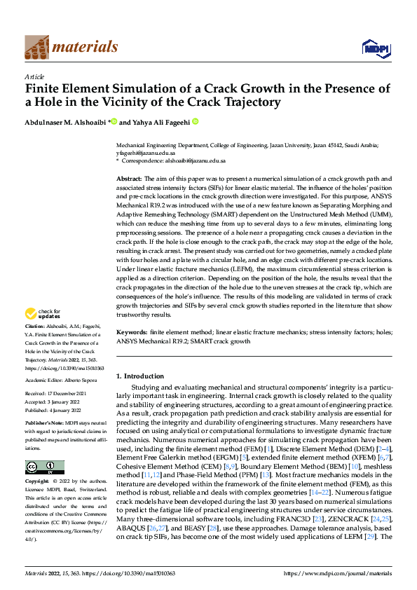(PDF) Finite Element Simulation of a Crack Growth in the Presence of a ...