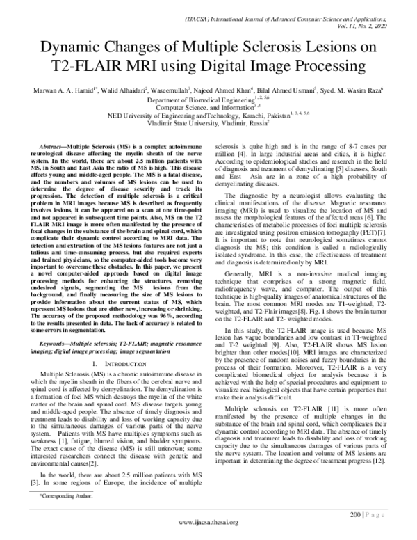 (PDF) Dynamic Changes of Multiple Sclerosis Lesions on T2-FLAIR MRI ...
