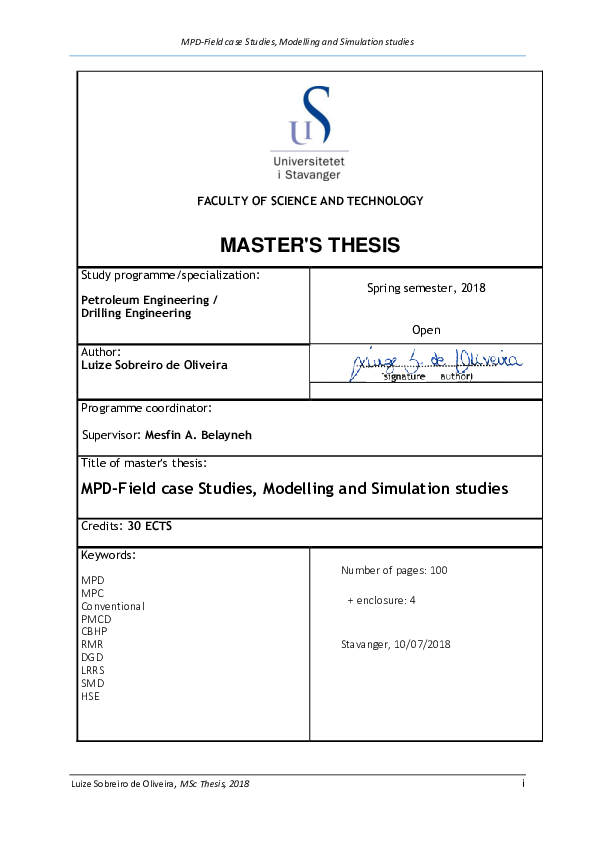 (PDF) MPD - Field case Studies, Modelling and Simulation Studies