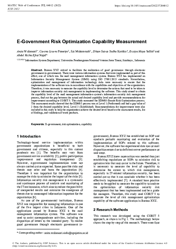 (PDF) E-Government Risk Optimization Capability Measurement