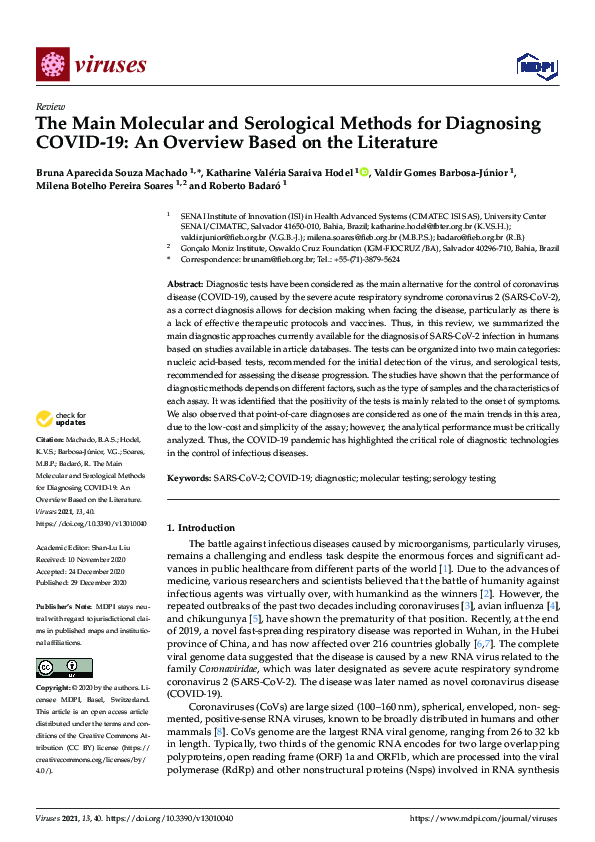 (PDF) The Main Molecular and Serological Methods for Diagnosing COVID ...