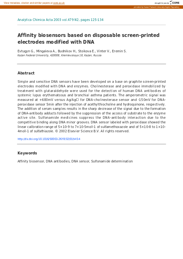 (PDF) Affinity biosensors based on disposable screen-printed electrodes ...