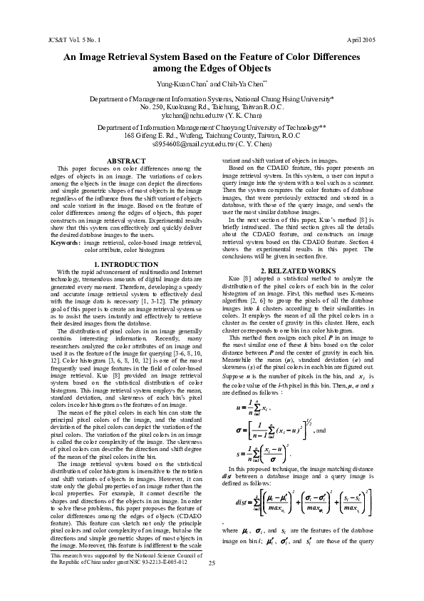 (PDF) An Image Retrieval System Based on the Feature of Color ...