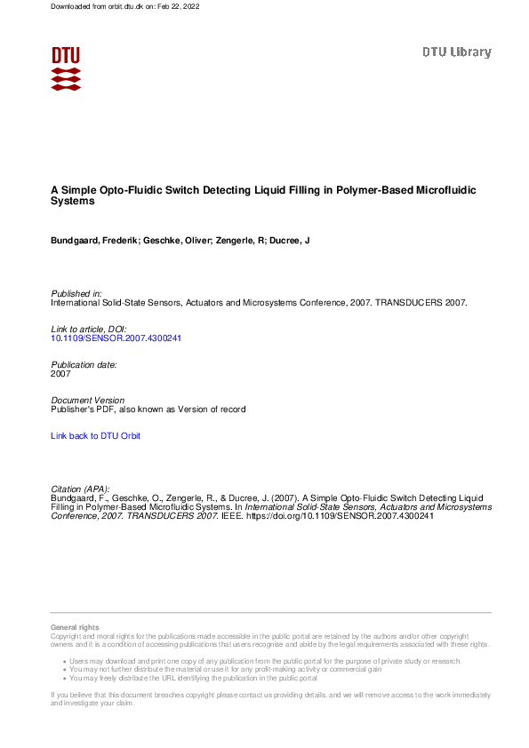 (PDF) A Simple Opto-Fluidic Switch Detecting Liquid Filling in Polymer ...