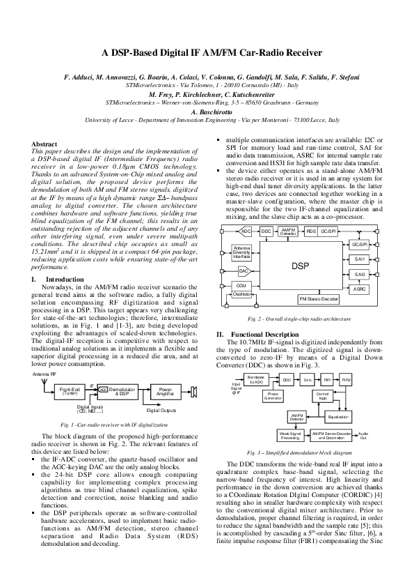 (PDF) A DSP-based digital IF AM/FM car-radio receiver