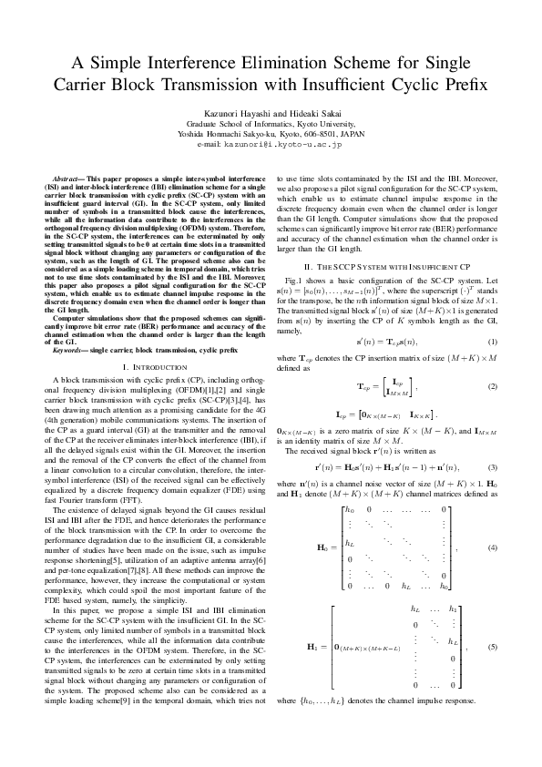 (PDF) A simple interference elimination scheme for single carrier block ...
