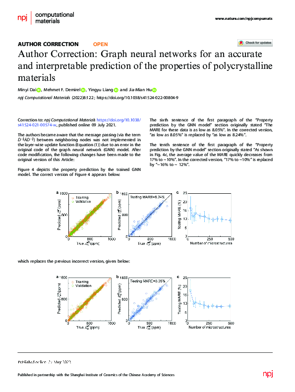 (PDF) Author Correction: Graph neural networks for an accurate and ...