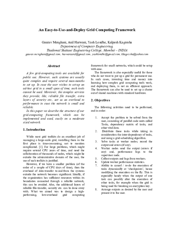 (PDF) An Easy-to-Use-and-Deploy Grid Computing Framework