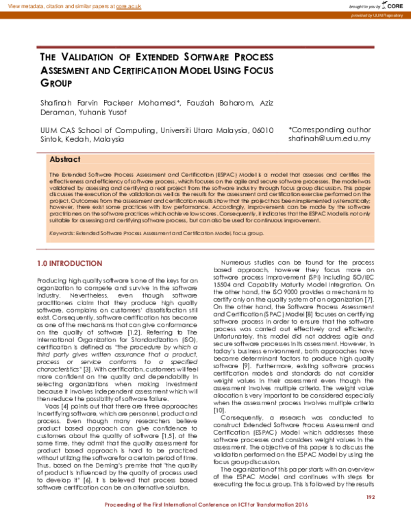 (PDF) The validation of extended software process assessment and ...