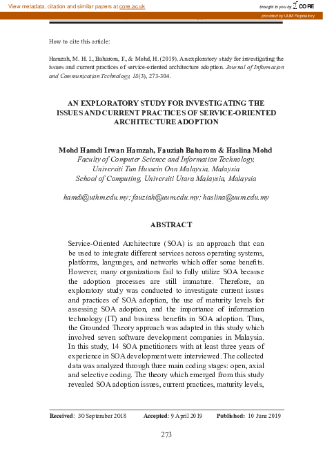 (PDF) An Exploratory Study for Investigating the Issues and Current ...