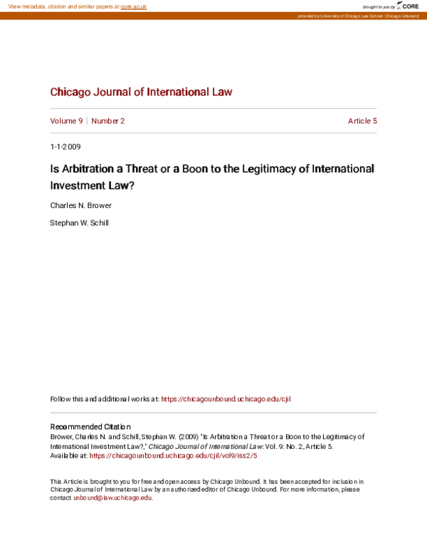 (PDF) Is Arbitration a Threat or a Boon to the Legitimacy of ...