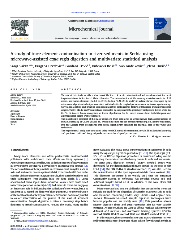 (PDF) A study of trace element contamination in river sediments in ...