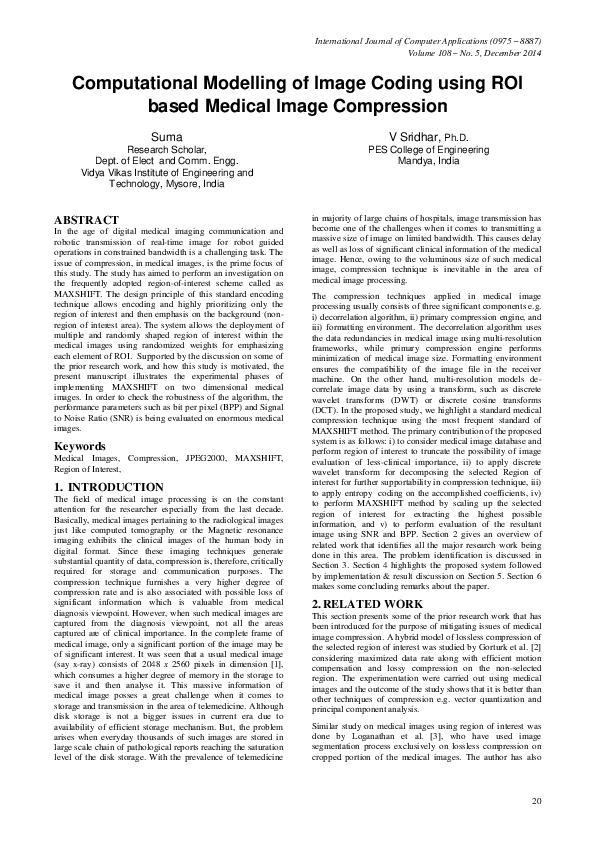 (PDF) Computational Modelling of Image Coding using ROI based Medical ...
