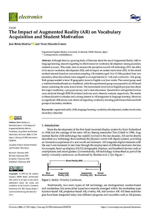 (PDF) The Impact of Augmented Reality (AR) on Vocabulary Acquisition ...