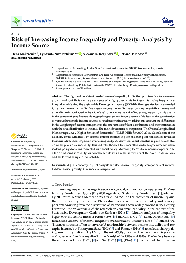 (PDF) Risk of Increasing Income Inequality and Poverty: Analysis by ...