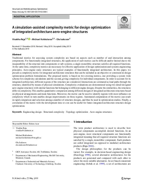 (PDF) A simulation-assisted complexity metric for design optimization ...