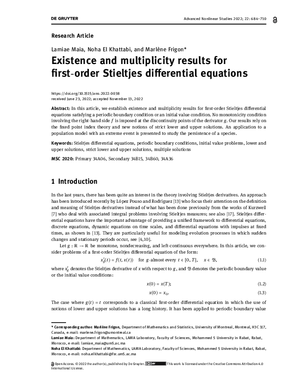 (PDF) Existence and multiplicity results for first-order Stieltjes ...