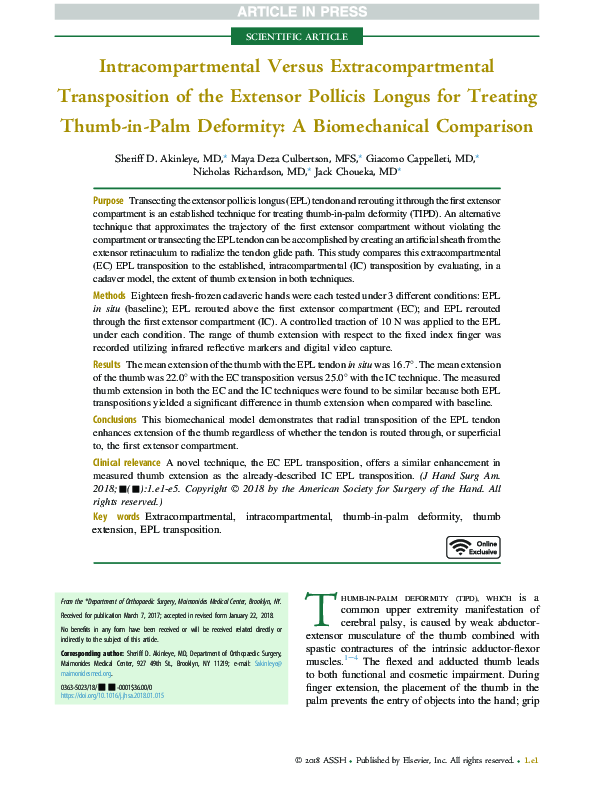 (PDF) Intracompartmental Versus Extracompartmental Transposition of the ...