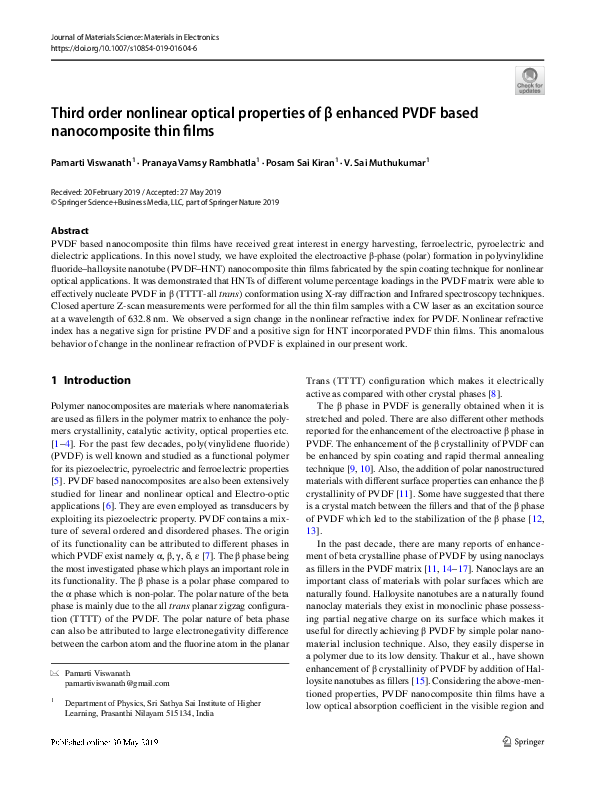 (PDF) Third order nonlinear optical properties of β enhanced PVDF based ...