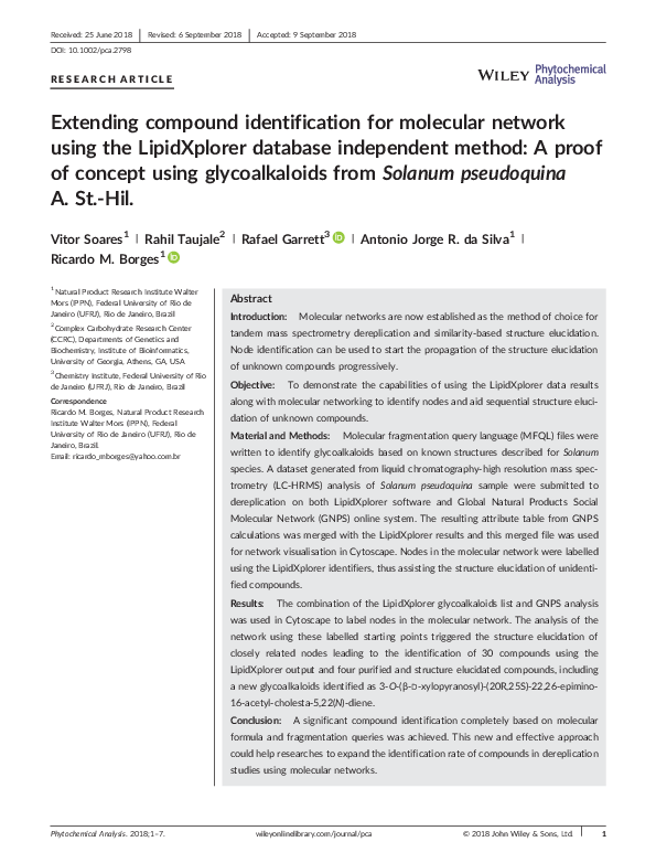 (PDF) Extending compound identification for molecular network using the ...