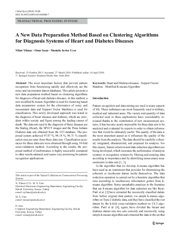 (PDF) A New Data Preparation Method Based on Clustering Algorithms for ...