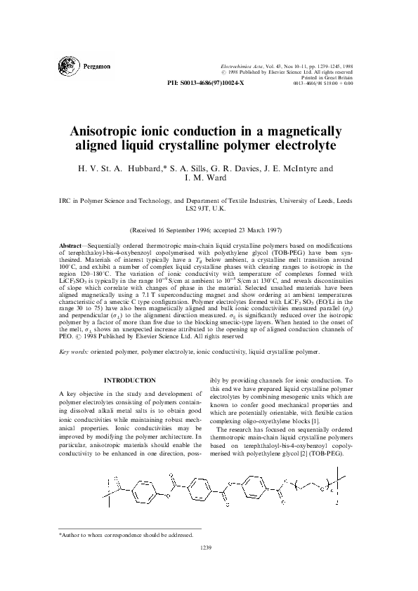(PDF) Anisotropic ionic conduction in a magnetically aligned liquid ...