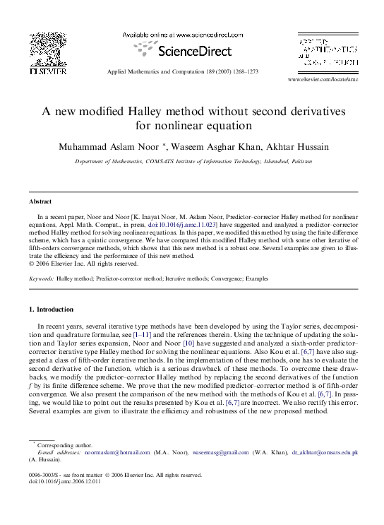 (PDF) A new modified Halley method without second derivatives for ...