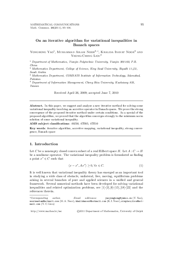 (PDF) On an iterative algorithm for variational inequalities in Banach ...