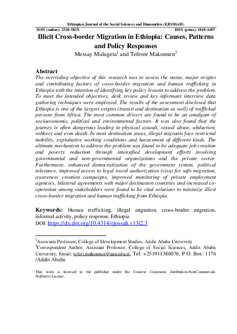 (PDF) Illicit Cross-border Migration in Ethiopia: Causes, Patterns and ...
