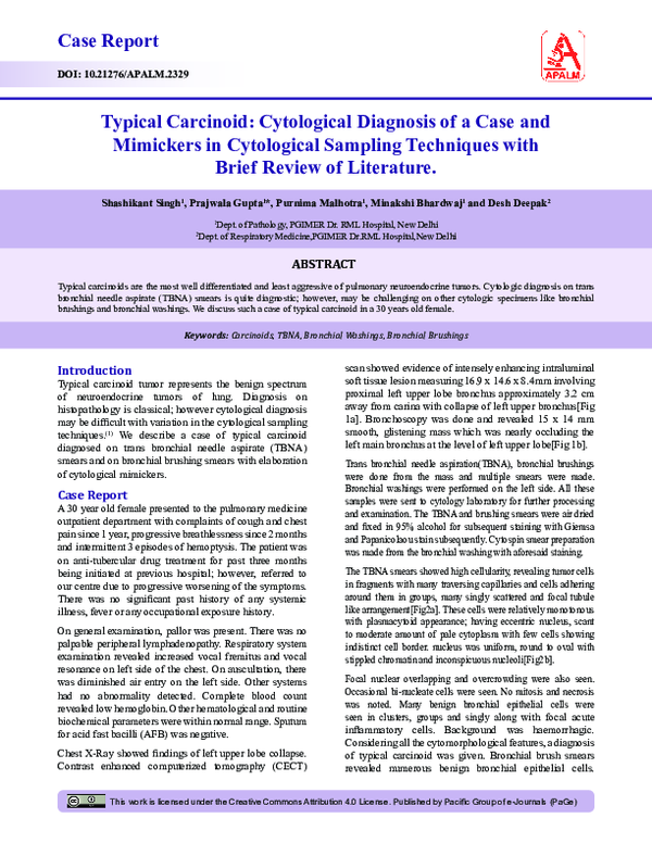 (PDF) Typical Carcinoid: Cytological Diagnosis of a Case and Mimickers ...