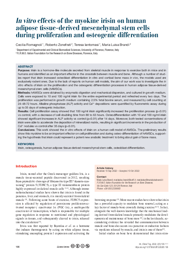 (PDF) In vitro effects of the myokine irisin on human adipose tissue ...