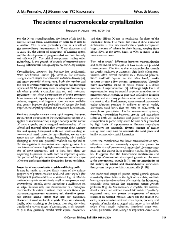 (PDF) The science of macromolecular crystallization