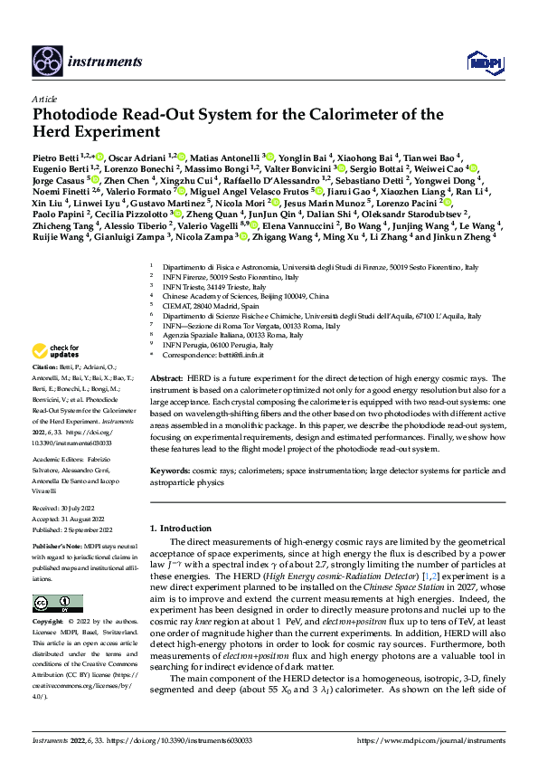 (PDF) Photodiode Read-Out System for the Calorimeter of the Herd Experiment