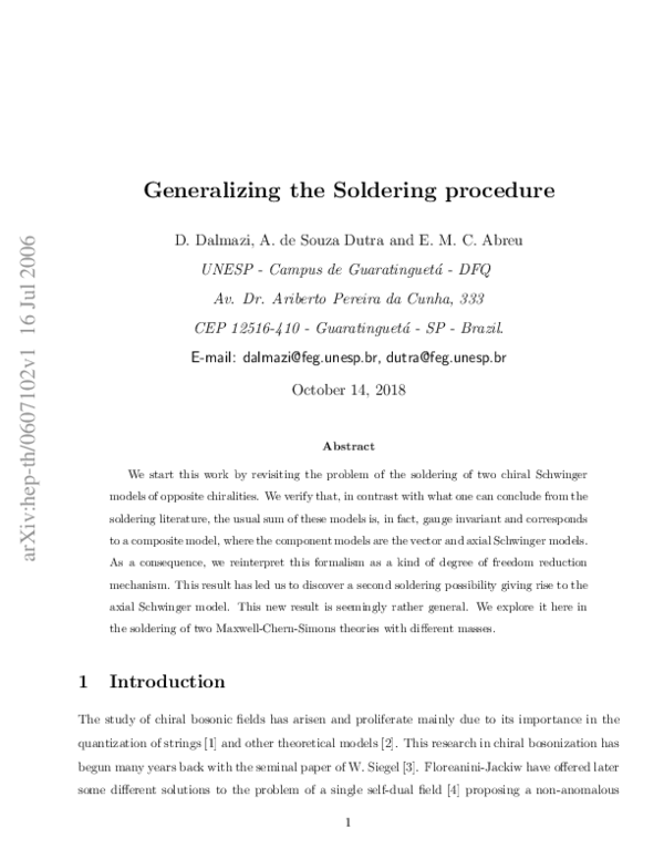 (PDF) Generalizing the soldering procedure