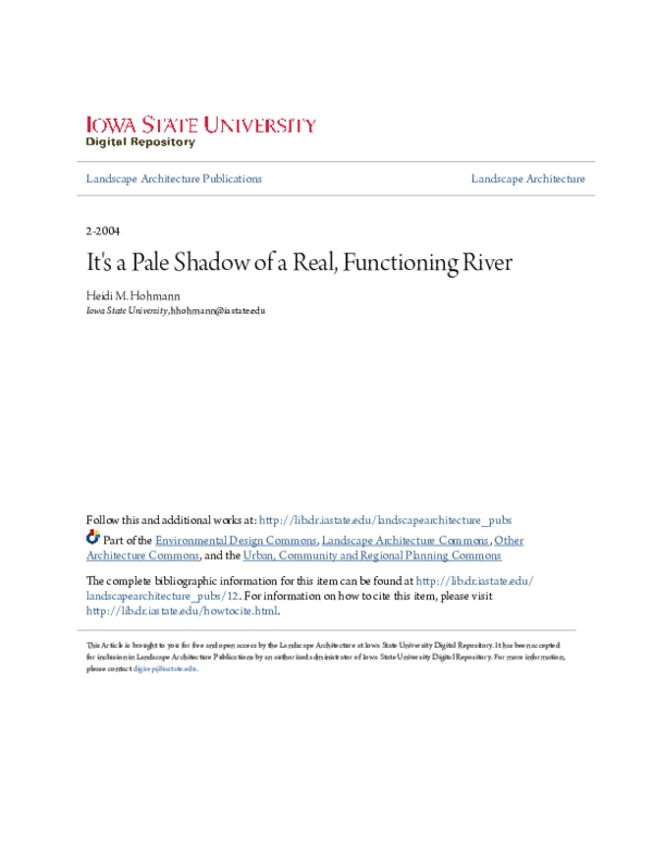 (PDF) It's a Pale Shadow of a Real, Functioning River