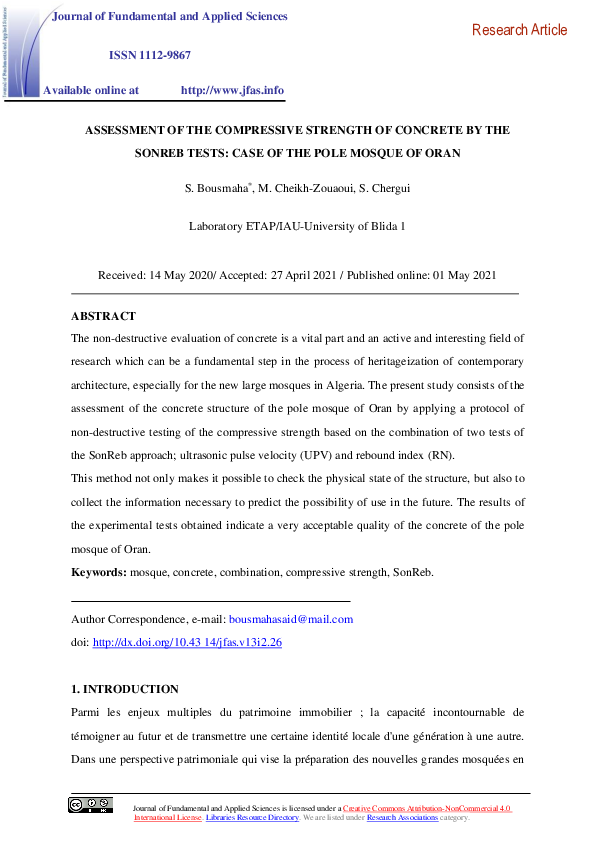 (PDF) Assessment of the Compressive Strength of Concrete by the Sonreb ...